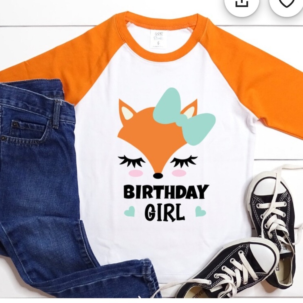 Orange and White Birthday Girl Raglan Tee